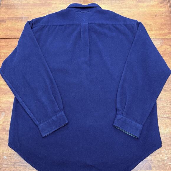 Vtg Tommy Hilfiger Wool Blend Blue Button Down Shirt Pocket Crest Men's XL - Picture 11 of 12